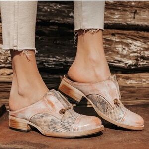 Freebird by Steven MALENA Mule Size 8 Blush Pink Multi Leather Rare Western Boho